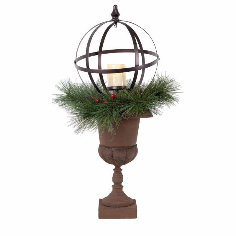 lot 6264 image: 32 in. Christmas Porch Decor with LED Candle