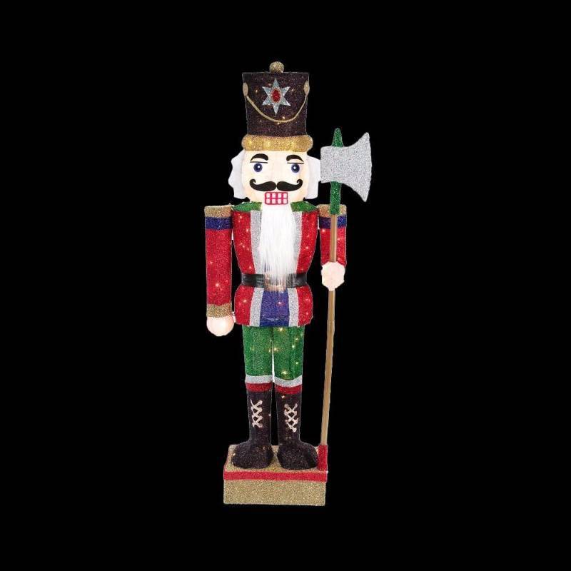 lot 6272 image: 65 in. LED Lighted Tinsel Nutcracker with Axe