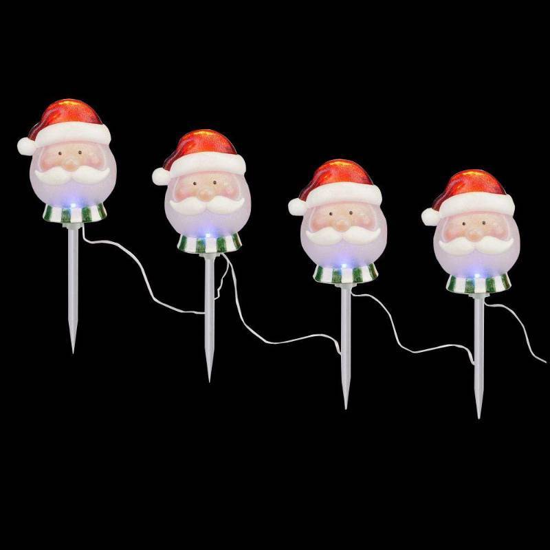 lot 6278 image: 18 in. Smiling Santa Pathway Markers with Color Changing LED Illumination (4 per Box - Lot of 4)
