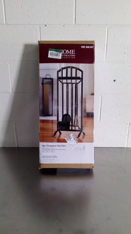 lot 6280 image: Universal 5-Piece Fireplace Tool Set in Black