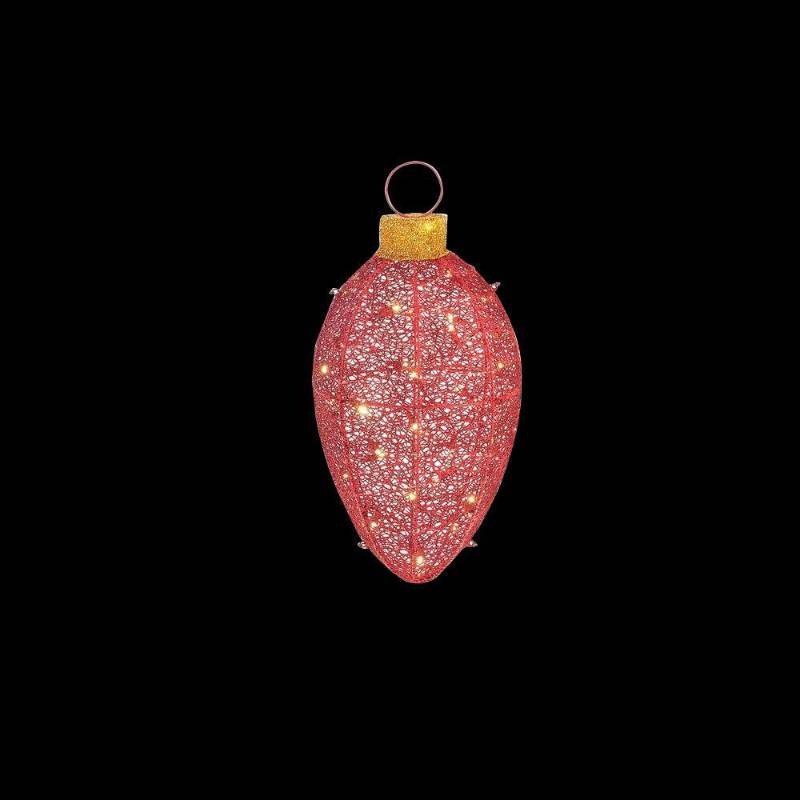 lot 6282 image: 24 in. LED Lighted Red Mesh Hanging Ornament