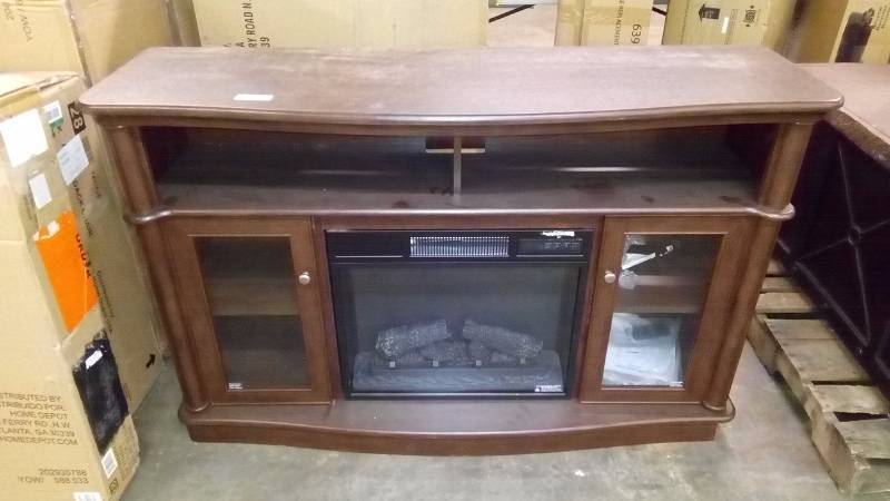 lot 6305 image: Home Decorations 60 in. Media ConsoleInfrared Electric Fire Place