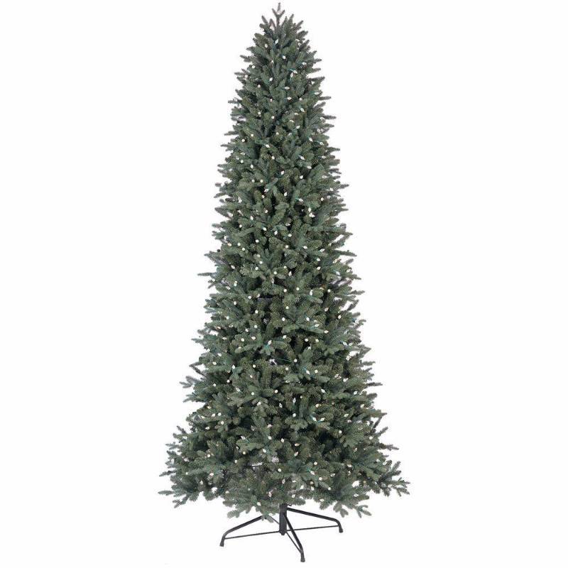 lot 6333 image: 9 ft. LED Indoor Just Cut Deluxe Aspen Fir Artificial Christmas Tree with Color Choice Lights and 1-Plug, Greens