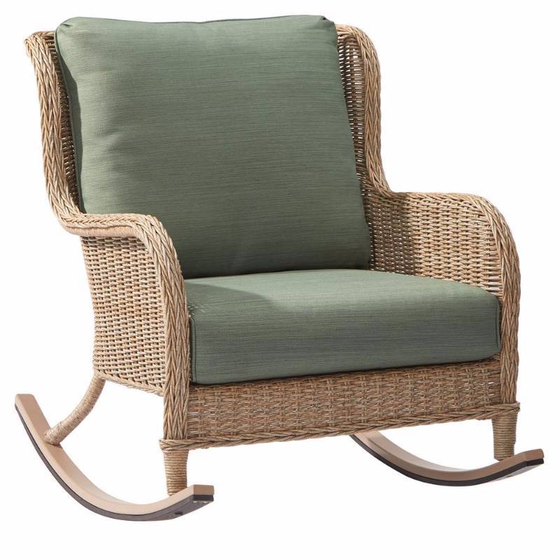 lot 6342 image: Hampton Bay Lemon Grove Patio Rocking Chair with Surplus Cushions