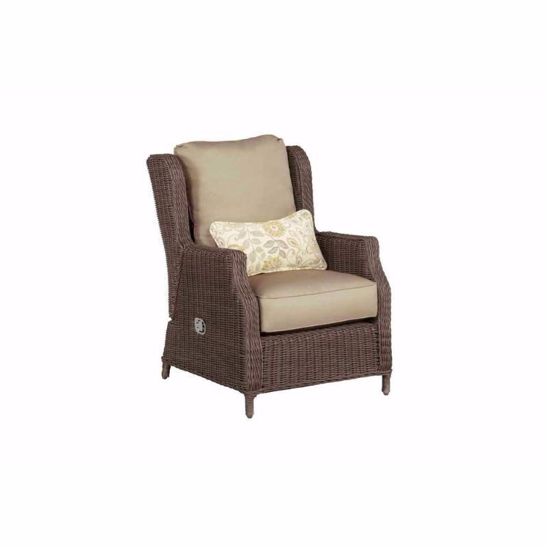 lot 6346 image: Vineyard Patio Motion Lounge Chair in Meadow with Aphrodite Spring Lumbar Pillow - STOCK