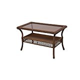 lot 6367 image: Spring Haven Brown 66-20305 All-Weather Wicker and Rust Resistant Powder Coated Steel Frame Outdoor Patio Coffee Table by Hampton Bay