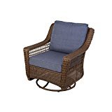 lot 6368 image: Spring Haven Brown All-Weather Wicker Patio Swivel Rocking Chair with Sky Cushions