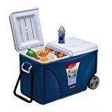 lot 6408 image: Rubbermaid 75 Qt 5-Day Wheeled Ice Chest, Blue