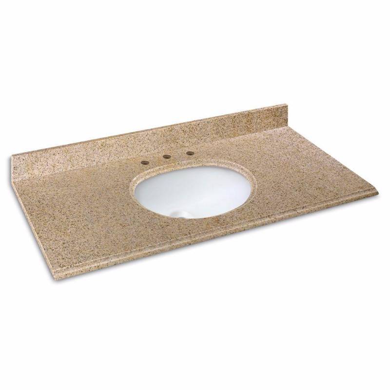 lot 6428 image: Pegasus PE49682 49-Inch Granite Vanity Top with White Bowl and 8-Inch Spread, Beige