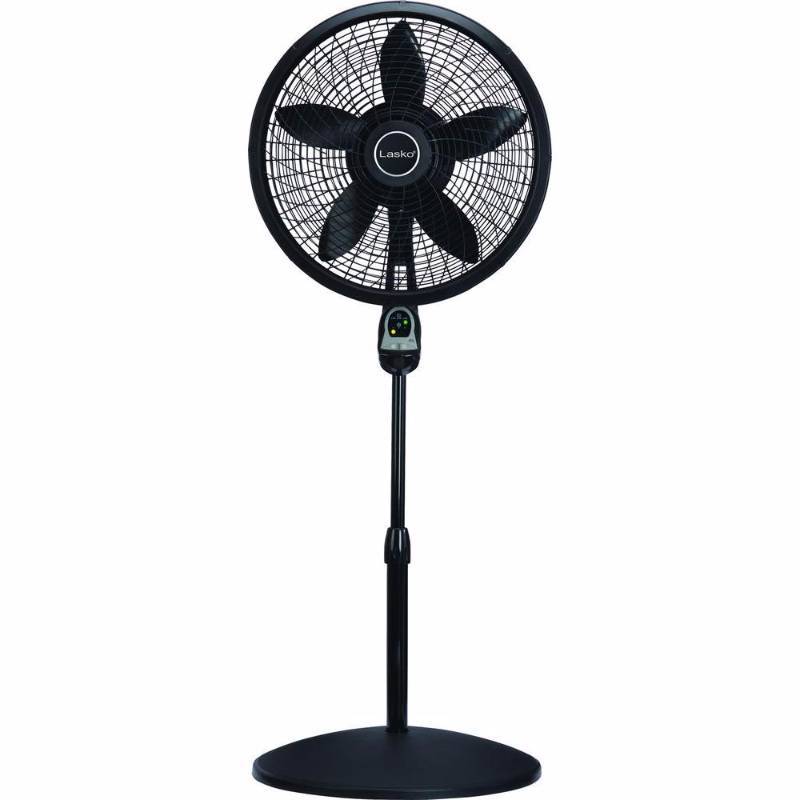 lot 6471 image: Lasko Fans Adjustable-Height 18 in. Oscillating Pedestal Fan with Remote Control S18625