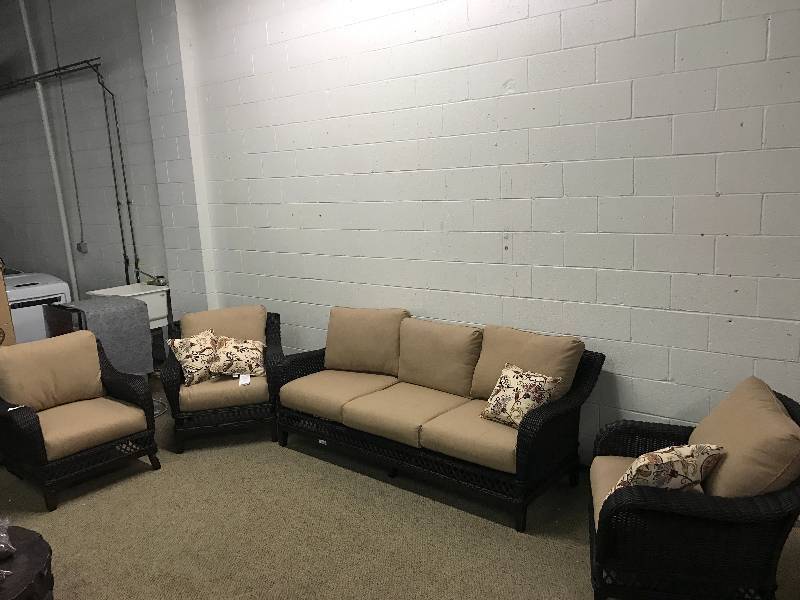lot 6378 image: Couch & 3 chairs patio set