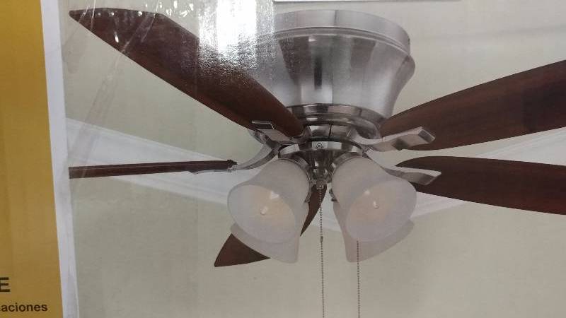 lot 6407 image: Hampton Bay Hollandale 52 In. Brushed Nickel Ceiling Fan