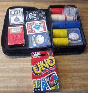 lot 147 image: Poker chips and playing cards