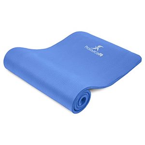 lot 65348 image: ProsourceFit Extra Thick Yoga and Pilates Mat 1 (25mm), 71-inch Long High Density Exercise Mat with Comfort Foam and Carrying Strap - Blue (ps-1998-etm-blue)