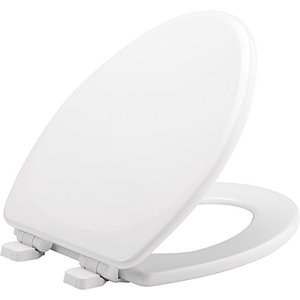 lot 65356 image: MAYFAIR 1843SLOW 000 Lannon Toilet Seat will Slow Close and Never Loosen, ELONGATED, Durable Enameled Wood, White