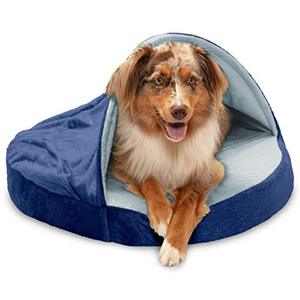 lot 65365 image: Furhaven 26 Round Orthopedic Dog Bed Microvelvet Snuggery w Removable Washable Cover - Navy, 26-inch