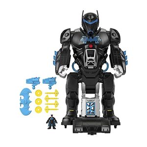 lot 65366 image: Fisher-Price Imaginext DC Super Friends Batman Toy, 2 Feet Tall Robot Playset with Lights Sounds plus Batman Figure and 10 Pieces, Bat-Tech Batbot