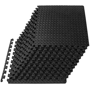 lot 65374 image: ProsourceFit Puzzle Exercise Mat �����, EVA Foam Interlocking Tiles Protective Flooring for Gym Equipment and Cushion for Workouts , 48 Square Feet, Black, 12 count (Pack of 1)