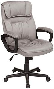 lot 65379 image: Amazon Basics Classic Office Desk Computer Chair - Adjustable, Swiveling, Ultra-Soft Microfiber - Light Gray, Lumbar Support