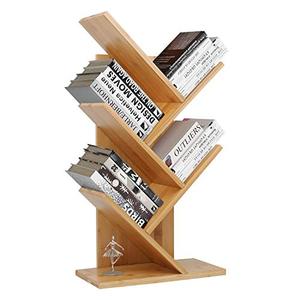lot 65426 image: JIIKOOAI Tree Bookshelf Book Rack, Display Storage Bookcase,Magazine Rack, Multi-Tier Floor Free Standing Wood Bookshelf 4 Tier Decor Bookshelf for Living Room, Home Office