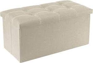 lot 65393 image: Youdenova Linen Fabric Storage Ottoman