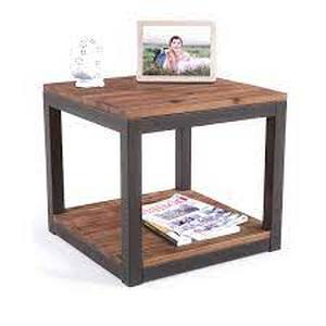 lot 65400 image: Care Royal Rustic Vintage Industrial Style 19.7 In. Square Accent Table