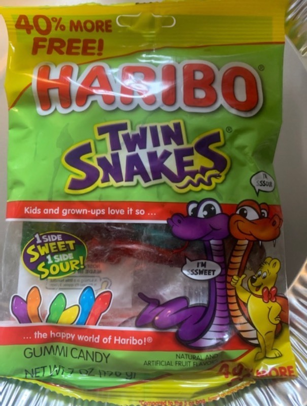 lot 103 image: New 30 Individual Bags of Haribo Twin Snakes Gummy Candy