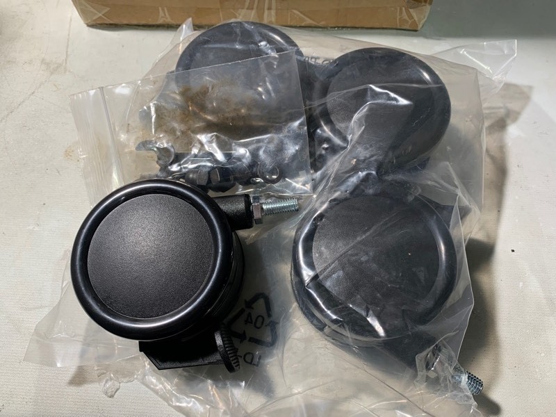 lot 179 image: New 4pc Pack of 3 Caster Wheels w Breaks and Bolts