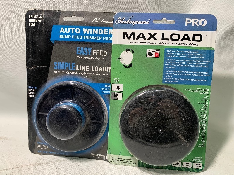 lot 115 image: 2 New Shakespeare Max Load Auto Winder Universal Trimmer Heads .080-.095