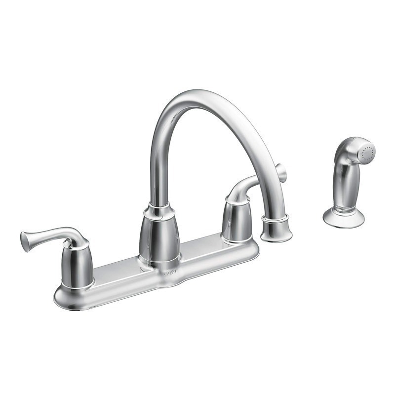 lot 202 image: New Moen High-Arc Kitchen Faucet w Side Spray from the Banbury Collection, Chrome