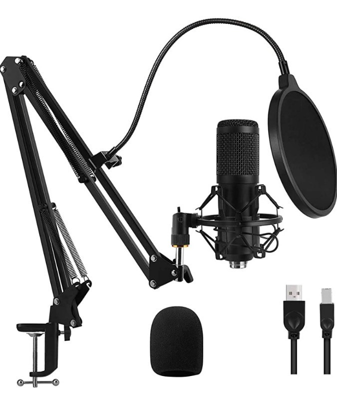 lot 2 image: Rofeer Professional USB Recording Podcasting Microphone Set LAST ONE