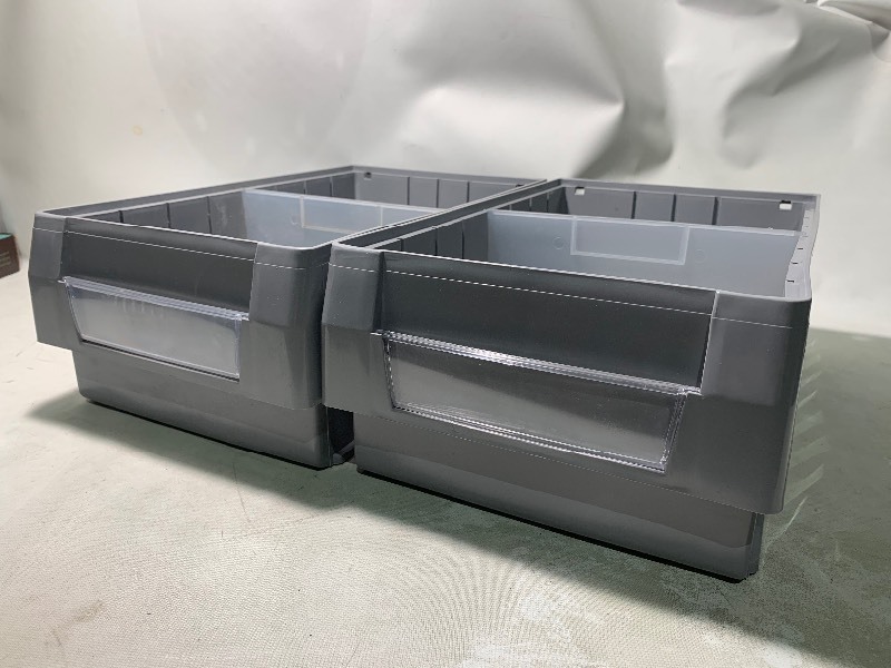 lot 144 image: 2 Workshop Organizer Buckets w Adjustable Dividers, 5x9x14.5
