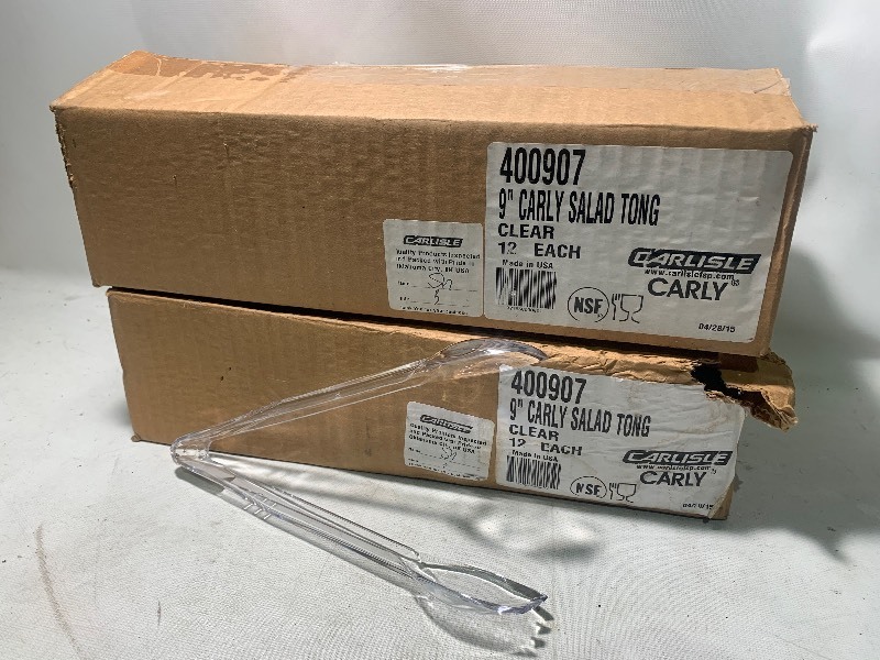 lot 339 image: 24 Total Carlisle 9 Clear Salad Tongs (12 Each Box)