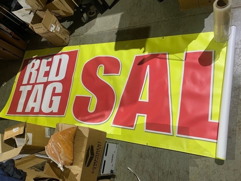 lot 381 image: Huge Retail Red Tag Sale Banner Sign