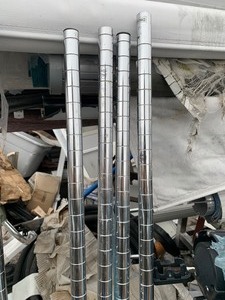 lot 28 image: 4 Stainless Steel 5ft Nexel Wire Shelf Legs