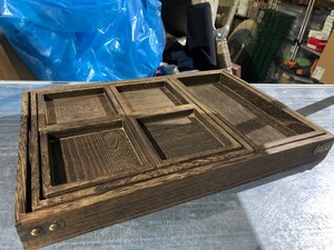 lot 67 image: Rustic Wooden Styled Multi Collapsible Compartment Serving Tray 2x11.5x17