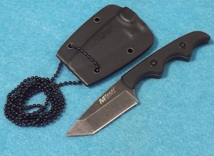 lot 85 image: 2 New M-Tech 673 Neck Knife Black Stoashed Blade 5 G-10