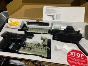 lot 92 image: GameFace Warrior Protection Kit Air Soft Gun w Pistol