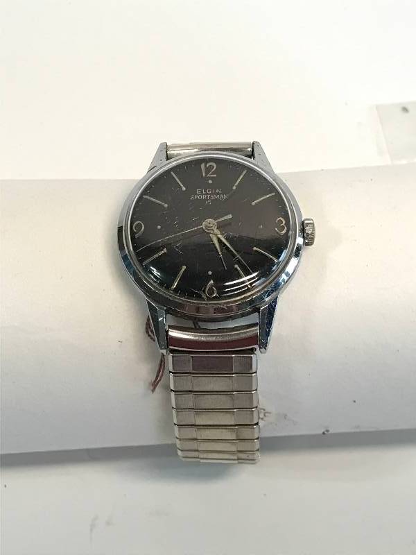 lot 3202 image: Elgin Sportsman Waterproof & Resistant to Shock-Dust - Stainless Steel Back (old pawn shop stock)
