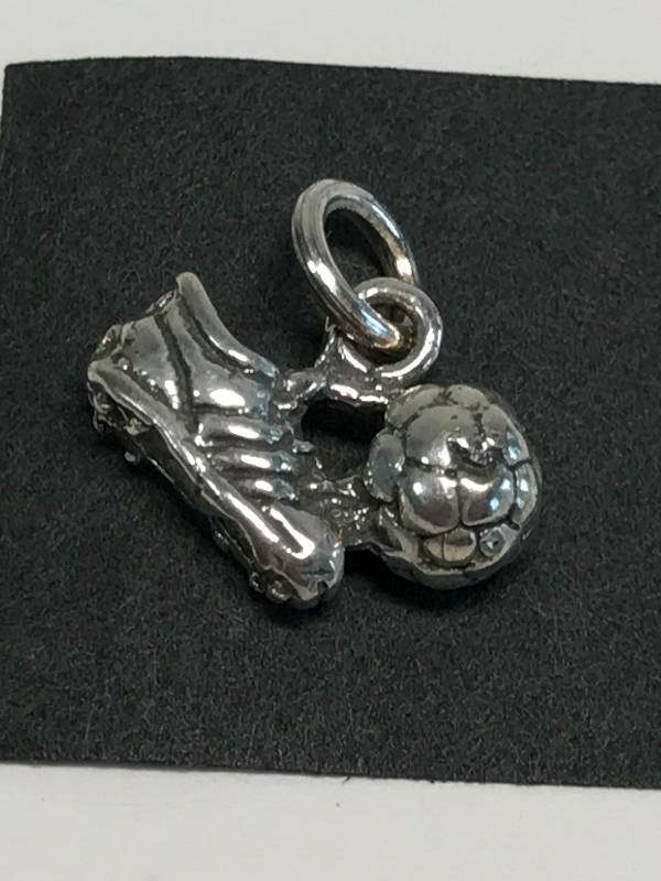 lot 3211 image: Silver Soccer Ball and Cleat Pendant