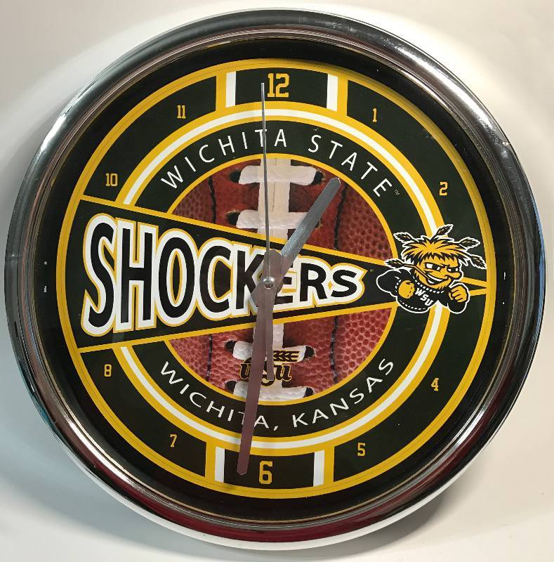 lot 3224 image: WSU Wichita State Shockers Clock (Appears To Be New In Box)