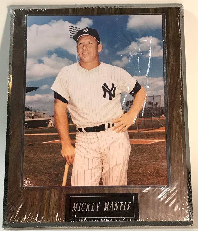 lot 3264 image: New York Yankees MICKEY MANTLE Framed Baseball Picture