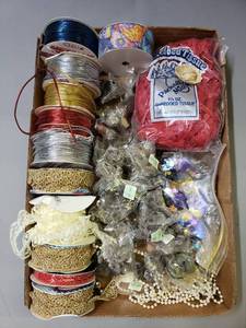 lot 125 image: CraftSewing Supplies Ribbon, Sequins, Mice Figures