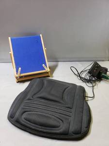 lot 128 image: Adjustable Book Chair & Heated Vibrating Chair Cushion w Car Adapter