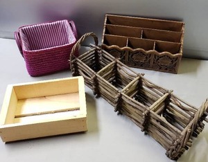 lot 148 image: Vintage Mail Organizer, Crate & Baskets