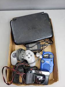 lot 61 image: RCA Portable DVD Player, Play Station Controller, CANON Camera & Case, Sport Radio