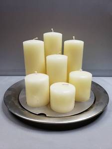 lot 96 image: Tray of 7 Pillar Candles - Tray Holds Candles In Place