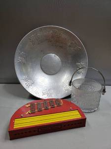 lot 97 image: Large Metal Bowl, Small Ice Bucket, Magic Music Box