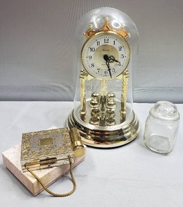 lot 98 image: Westminster Clock, Vintage Makeup Compact, Glass Jar