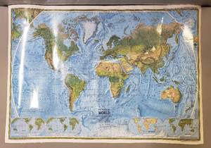 lot 113 image: Laminated Double Side World Map 24 x 35
